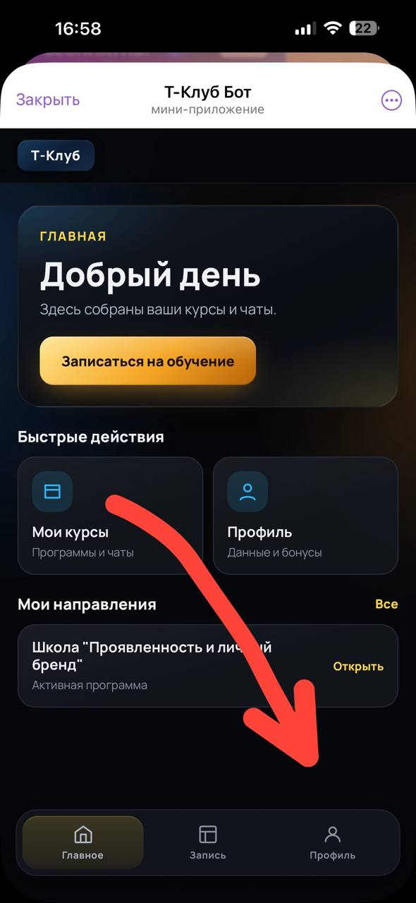 Если вы ищете свою реферальную ссылку, не спешите паниковать! Просто зайдите в раздел "Профиль" и найдите кнопку, которая вам нужна. Она как — иллюстрация 2